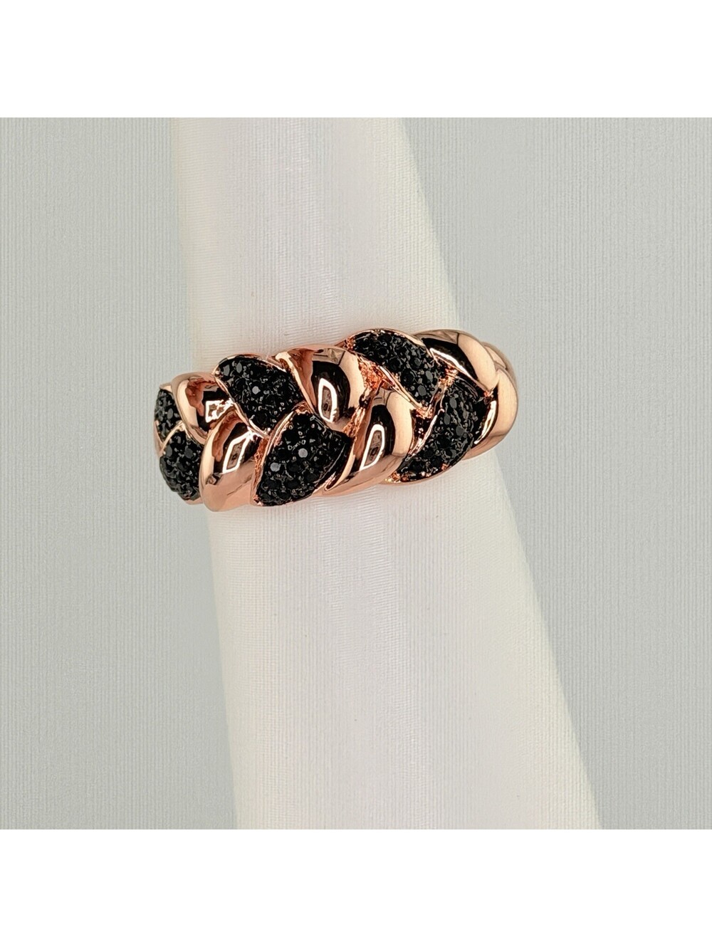 Bomb Party Ring Sz 9 "Spectacularly Interwoven" Black Onyx on Rose Gold